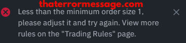 Less Than Minimum Order Size 1 Binance