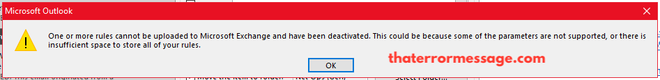 Outlook One Or More Rules Cannot Be Uploaded To Microsoft Exchange