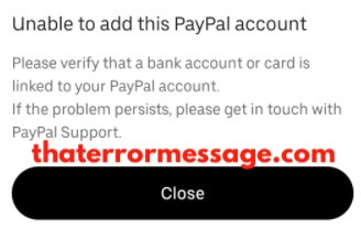 Unable To Add This Paypal Account Uber