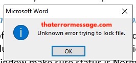 Unknown Error Trying To Lock File Microsoft Word