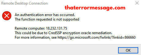 The Function Request Is Not Supported Remote Desktop