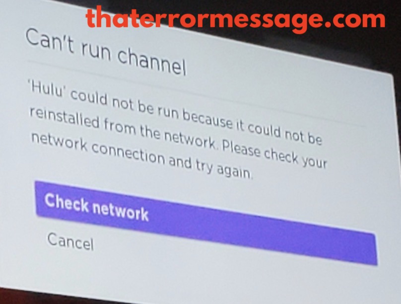 Could Not Be Run Because It Could Not Be Reinstalled From The Network Cant Run Channel