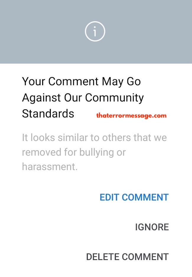 Your Comment May Go Against Our Community Standards