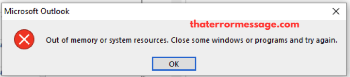 Outlook Out Of Memory Or System Resources