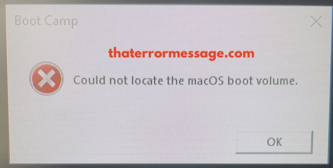 Could Not Locate The Macos Boot Volume Windows Boot Camp