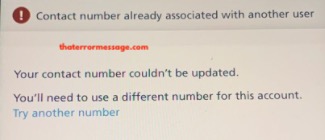 Contact Number Already Associated With Another User 02