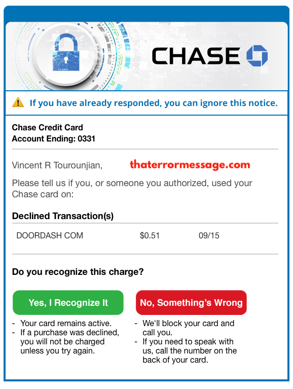 Chase Do You Recognize This Charge Email