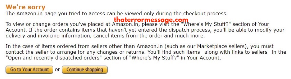 The Amazon Page You Tried To Access Can Be Viewed Only During Checkout Process