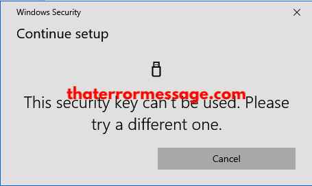 This Security Key Cant Be Used Windows Security