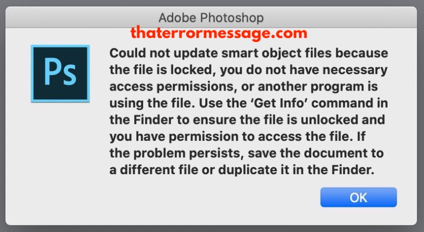Could Not Update Smart Object Files Because File Is Locked Adobe Photoshop
