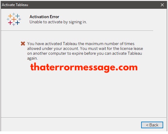 You Have Activated Tableau The Maximum Number Of Times Allowed