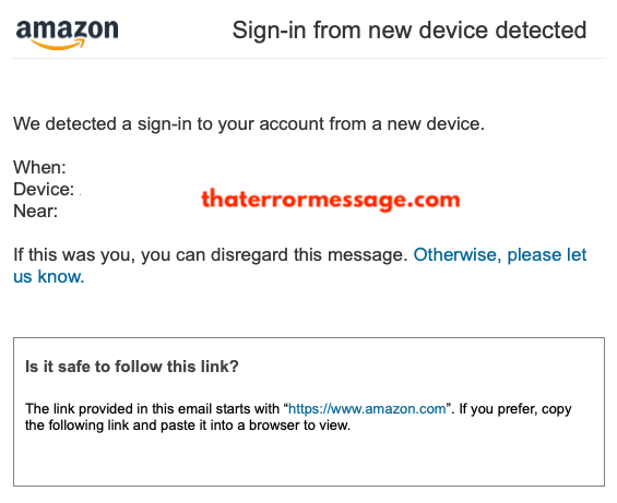 Amazon Security Alert Sign In From New Device Detected