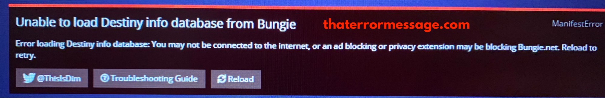 Unable To Load Destiny Info Database From Bungie