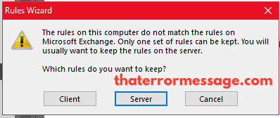 Outlook The Rules On This Computer Do Not Match The Rules On Microsoft Exchange