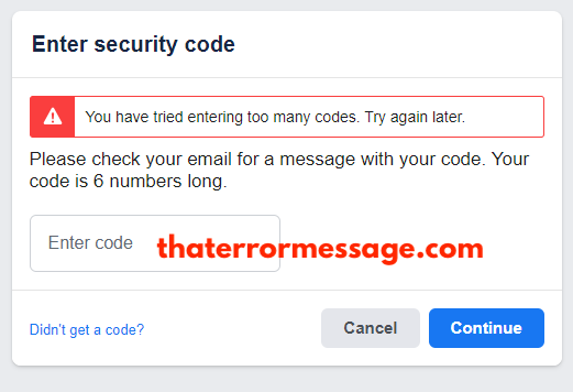 You Have Tried Entering Too Many Codes Facebook