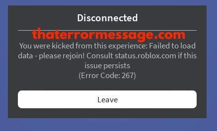 Failed To Load Data Error 267 Roblox