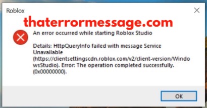 An Error Occurred While Starting Roblox Studio
