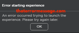 Error Starting Experience Roblox