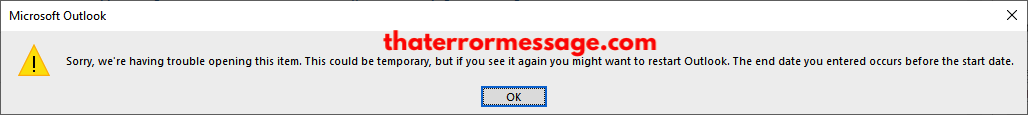 Sorry Having Trouble Opening This Item Could Be Temporary Outlook