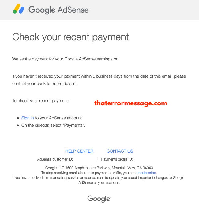 Google Adsense Check Your Recent Payment