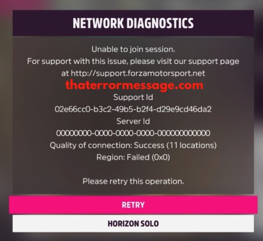Unable To Join Session 0x0 Forza