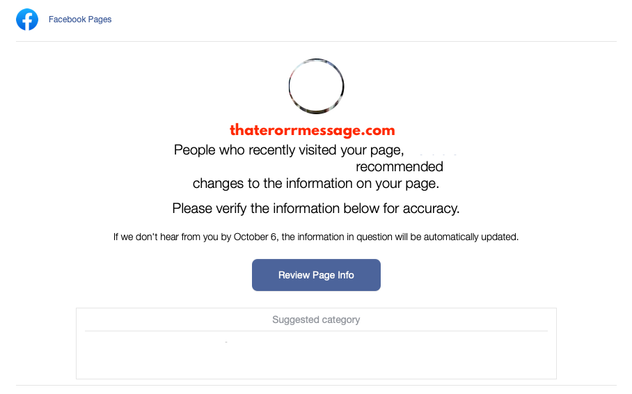 Your Page Has Information That Needs Your Review Facebook