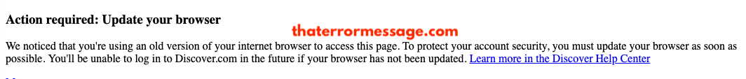 Discover Card Action Required Update Your Browser