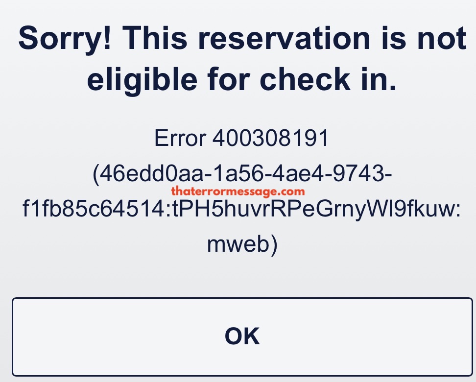 Sorry This Reservation Is Not Eligible For Check In Southwest