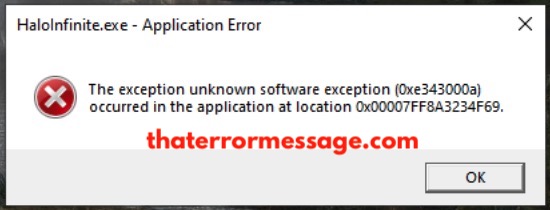 Unknown Software Exception 0xe343000a Halo