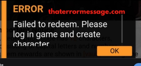 Failed To Redeem Please Log In Game And Create Character Free Fire