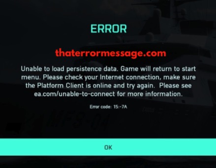 Unable To Load Persistence Data 15 7a Battlefield