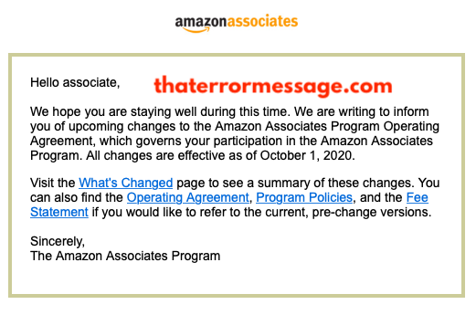 Upcoming.program Operating Agreement Amazon Associates Program
