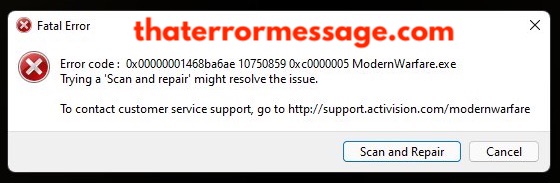 Fatal Error 0x00000001468 10750859 Modernwarefare Exe Call Of Duty