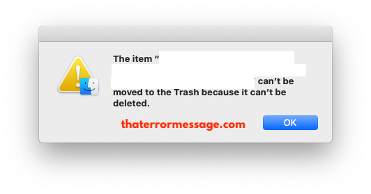 The Item Cant Be Moved To The Trash Becauseit Cant Be Deleted