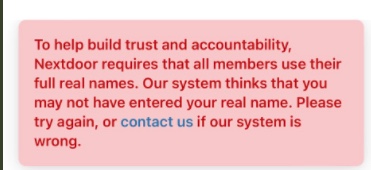 Nextdoor Requires That All Members Use Thier Full Real Names