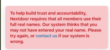 Nextdoor Requires That All Members Use Thier Full Real Names