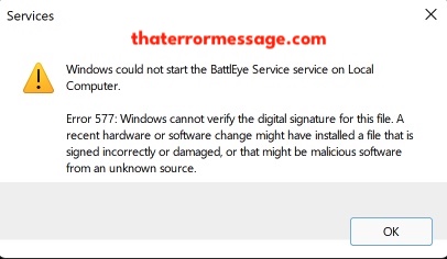 Windows Could Not Start The Battleye Service On Local Computer