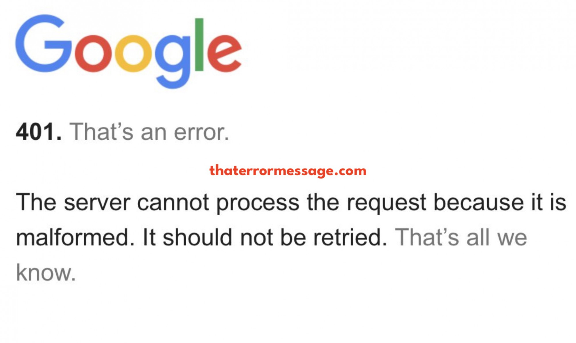401 Thats An Error Google