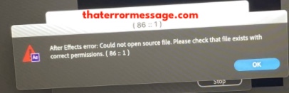 After Effects Error 86 1 Adobe After Effects