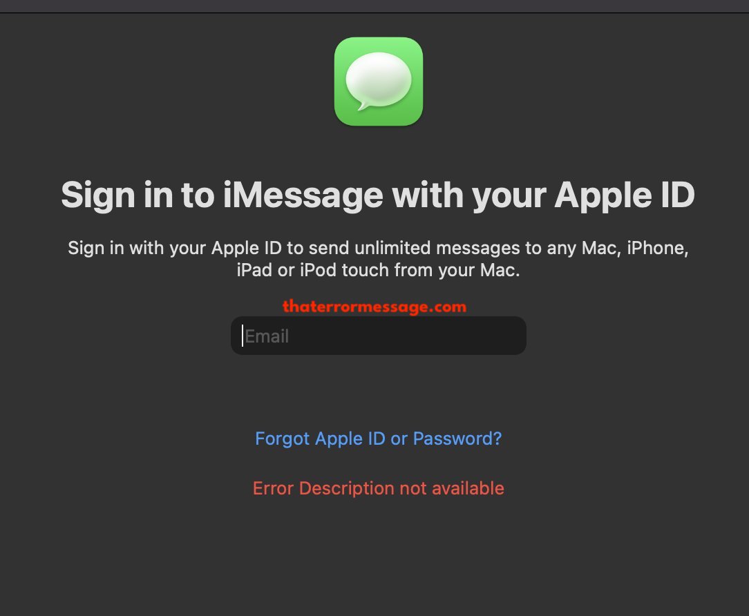 Imessage Apple Id Sign In Error Description Not Available