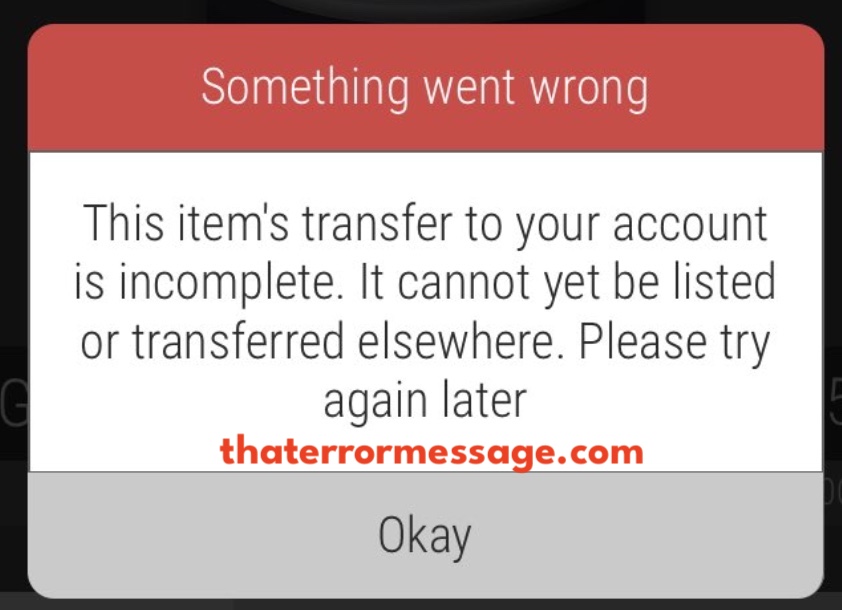 The Items Transfer To Your Account Is Incomplete Ecomi
