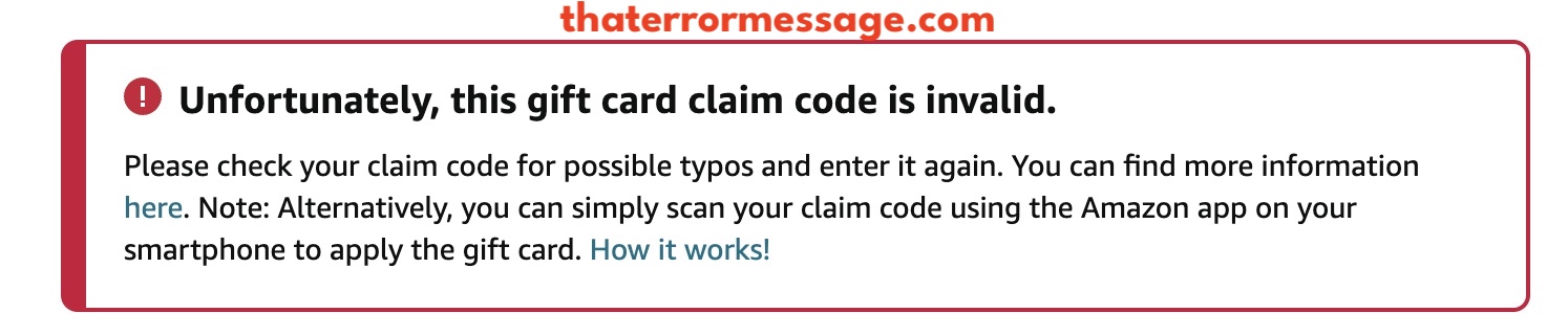 This Gift Card Claim Code Is Invalid Amazon