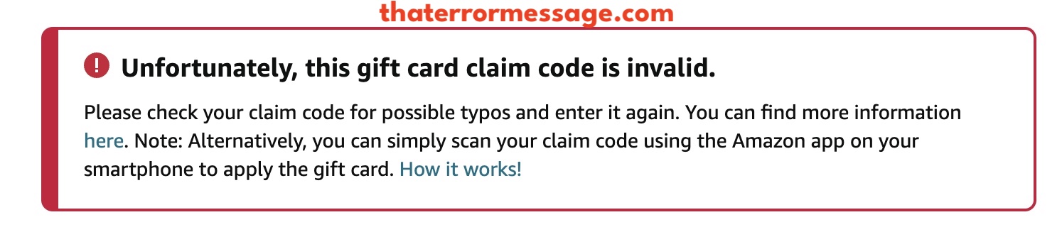 This Gift Card Claim Code Is Invalid Amazon