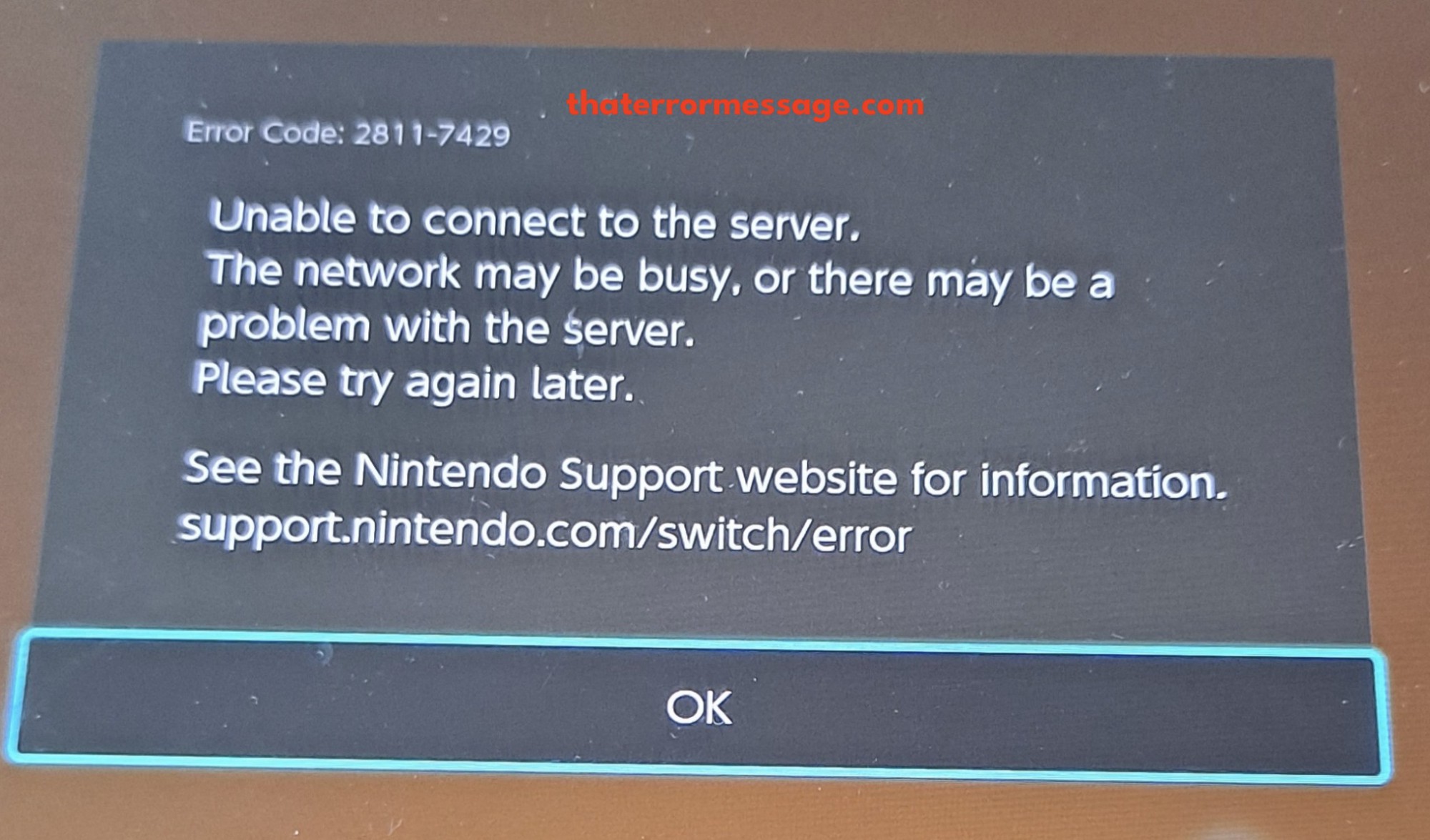 2811 7429 Unable To Connect To The Server Nintendo