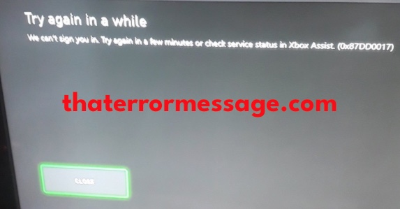 Try Again In Awhile 0x87dd0017 Xbox