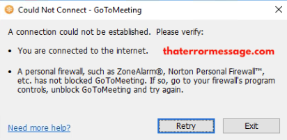 Could Not Connect Go To Meeting Not Established