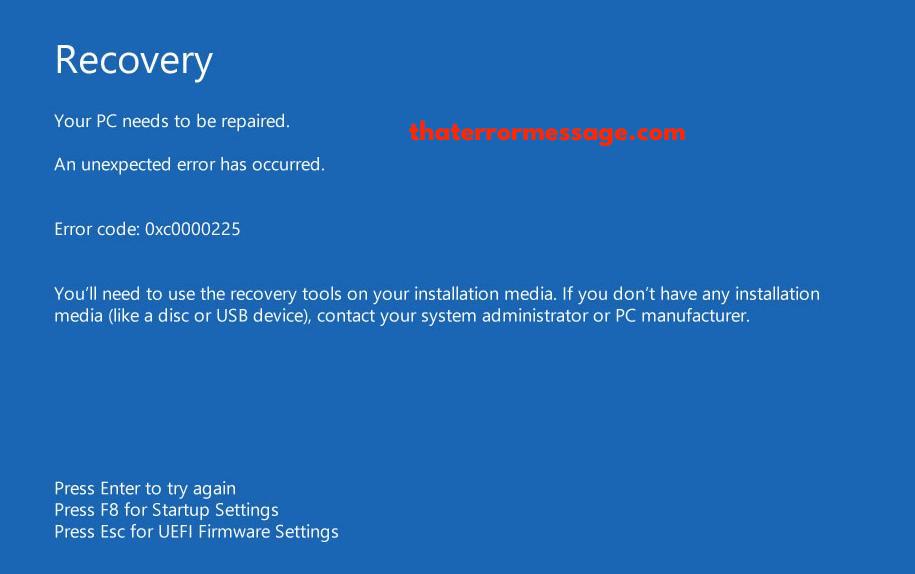 0xc0000225 Recovery Windows Error