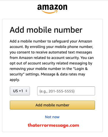 Amazon Add Mobile Number Safeguard