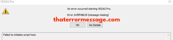 Error 0xf8f4db29 Vegas Pro