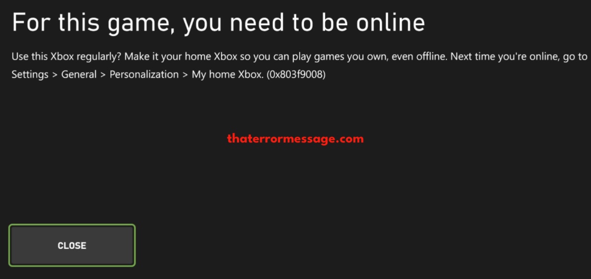 For This Game You Need To Be Online 0x803f9008 Xbox